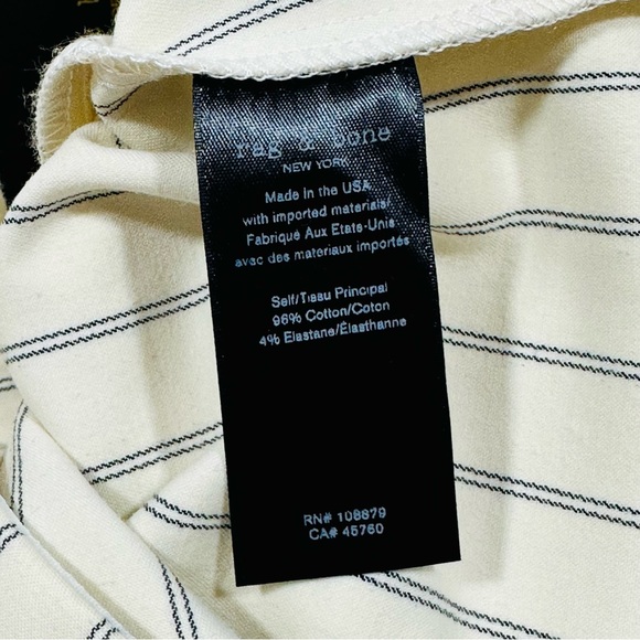 Rag & Bone Simone Stripe Snap Ankle Pant Black Ivory High Rise Sz 10 NWT - Picture 7 of 10